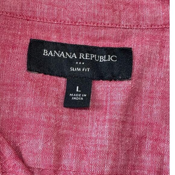 Banana Republic button down; slim fit;  Washed Red 100% Cotton shirt, Size Large - Picture 3 of 6